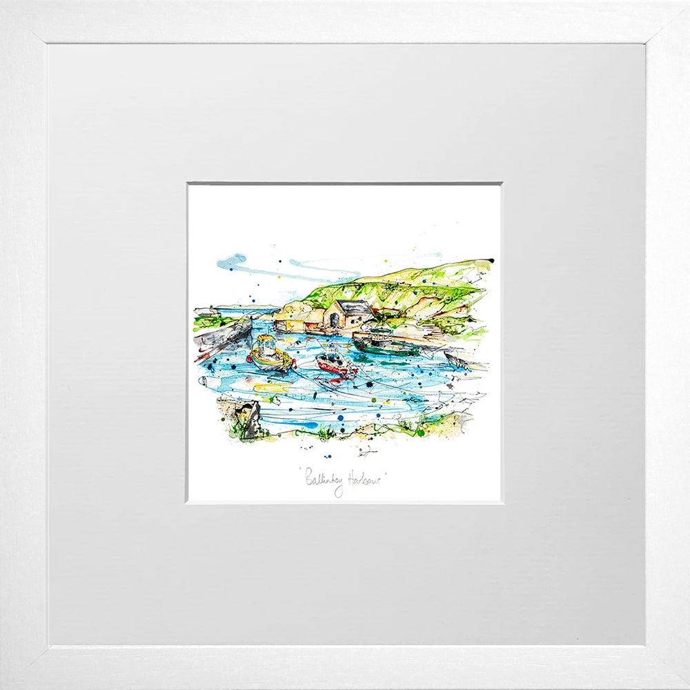 Print Open Edition Landscape - Ballintoy Harbour-12 x 12-White Box Frame (With Mount)