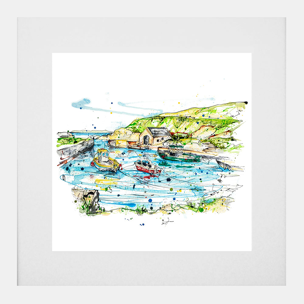 Print Open Edition Landscape - Ballintoy Harbour-30 x 30-White Box Frame (With Mount)