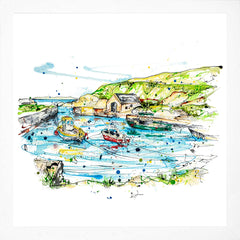 Print Open Edition Landscape - Ballintoy Harbour-30 x 30-White Box Frame (No Mount)