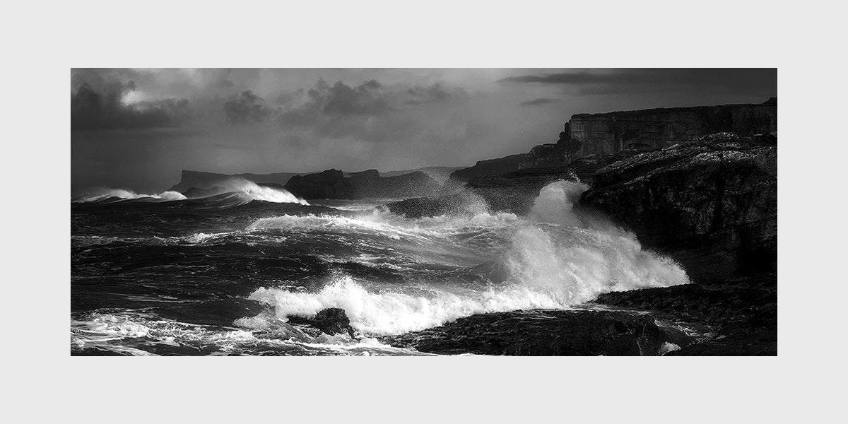 Co Antrim - Ballintoy Storm In Black and White - Ltd Edition Unframed