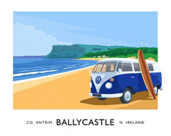 Co Antrim - Ballycastle Beach With Camper Van-40 x 30-Unframed