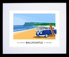 Co Antrim - Ballycastle Beach With Camper Van-40 x 30-Black Box Frame (With Mount)
