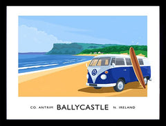 Co Antrim - Ballycastle Beach With Camper Van-40 x 30-Black Box Frame (No Mount)