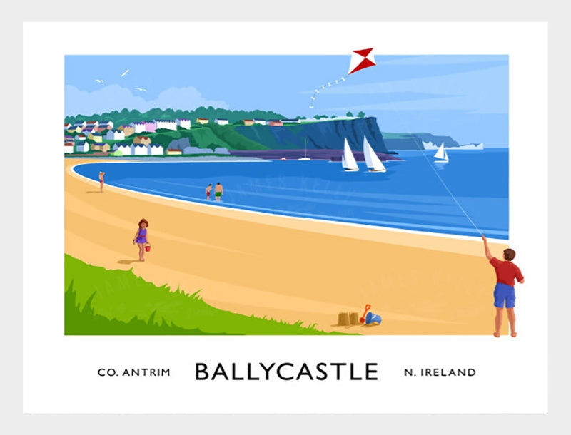Co Antrim - Ballycastle Beach Frame White 70x50