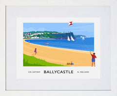 Co Antrim - Ballycastle Beach Frame White 40x30 With Mount