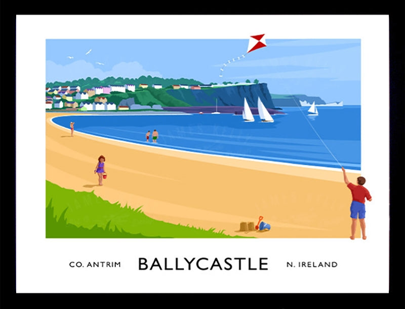 Co Antrim - Ballycastle Beach Frame Black 70x50