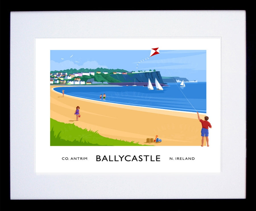 Co Antrim - Ballycastle Beach Frame Black 40x30withmount