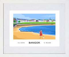 Co Antrim - Ballyholme Beach-40 x 30-White Box Frame (With Mount)