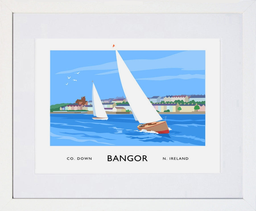 Co Down - Bangor Seafront Frame White 40x30 With Mount