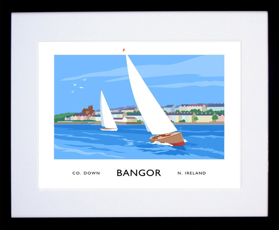 Co Down - Bangor Seafront Frame Black 40x30 With Mount