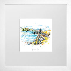 Print Open Edition Landscape - Bangor Pier-12 x 12-Small Flat White Frame