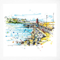 Print Open Edition Landscape - Bangor Pier-30 x 30-White Box Frame (No Mount)