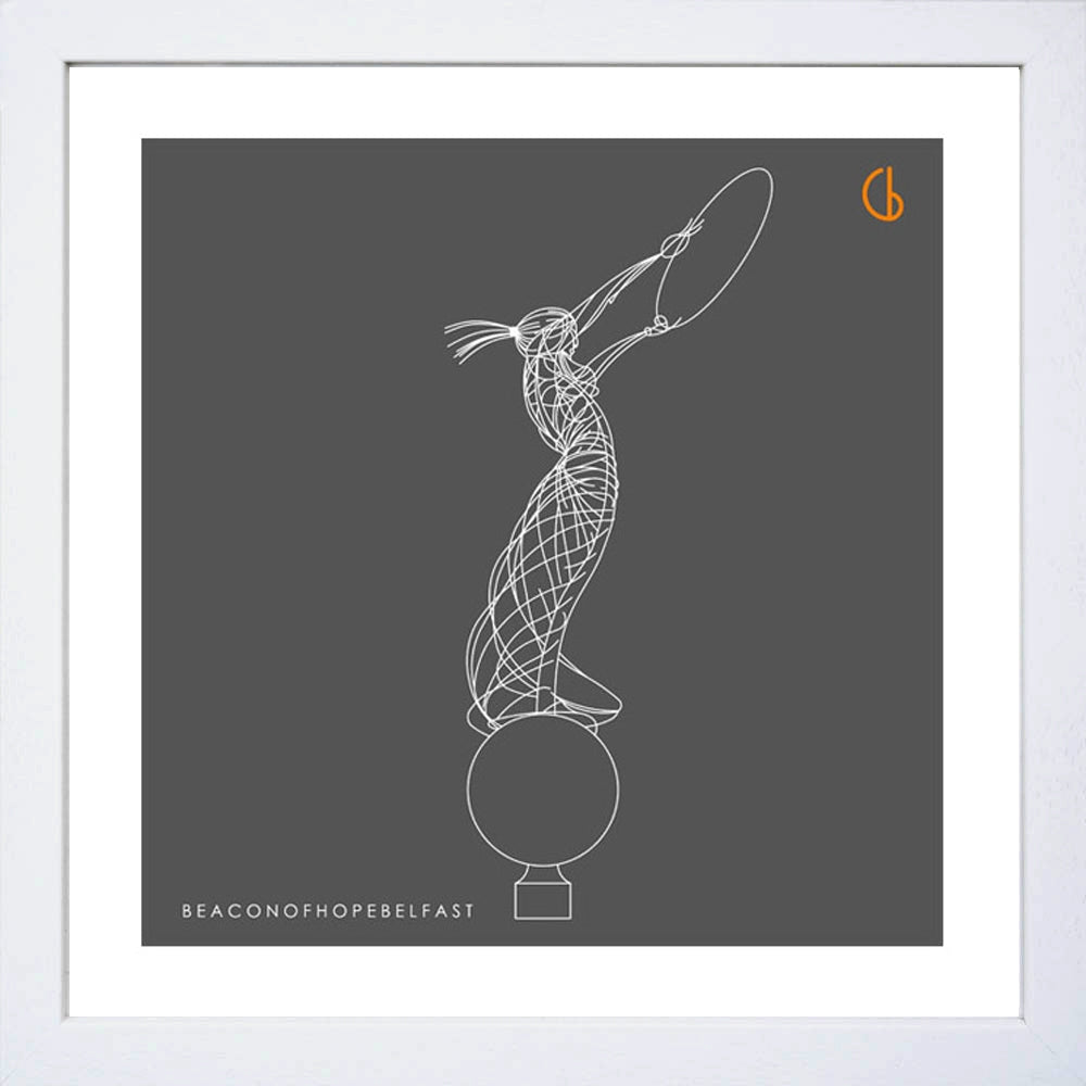 Belfast Beacon of Hope-15 x 15-Small Flat White Frame