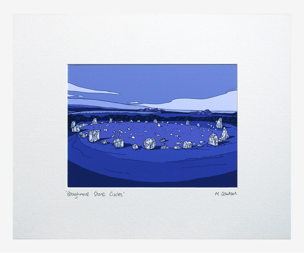 Beaghmore Stone Circle Small Flat White Frame