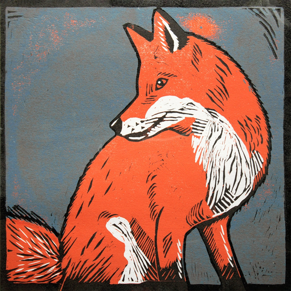 Lino Print - Beastly Fox