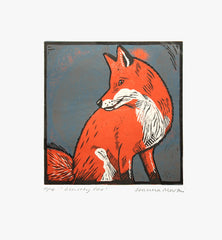 Lino Print - Beastly Fox Unframed