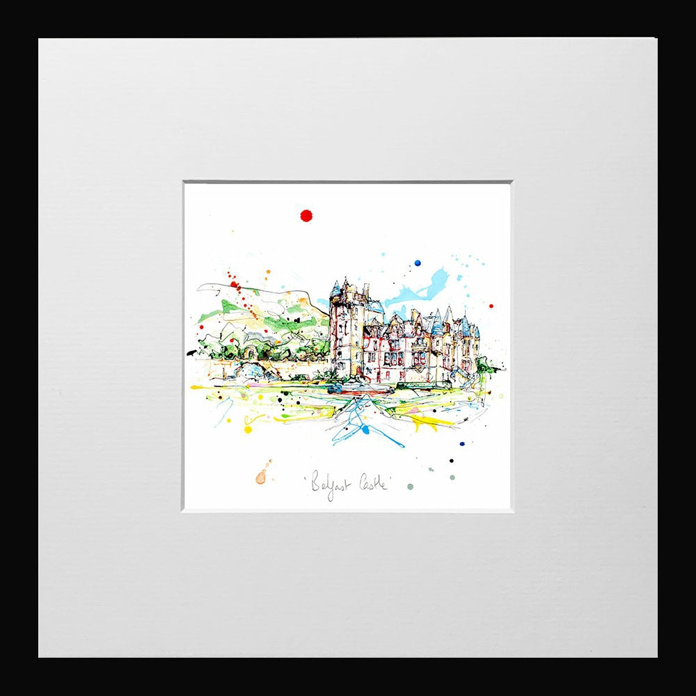 Print Open Edition Landscapes - Belfast Castle-12 x 12-Small Flat Black Frame