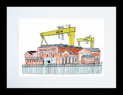 Belfast Cranes Framed