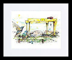 Print Ltd Edition Landscapes - Belfast Cranes Frame Black
