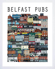 Belfast Pubs-50 x 70-White Frame