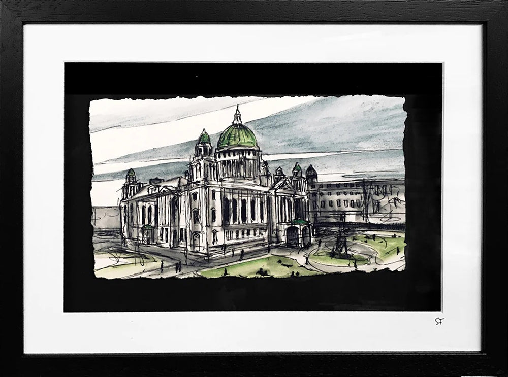 Memories - The City Hall Belfast-26 x 15-Black Box Frame
