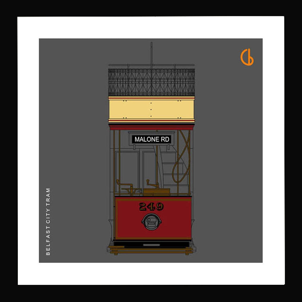 Belfast City Tram Black frame 29x29