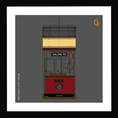 Belfast City Tram Black frame 29x29