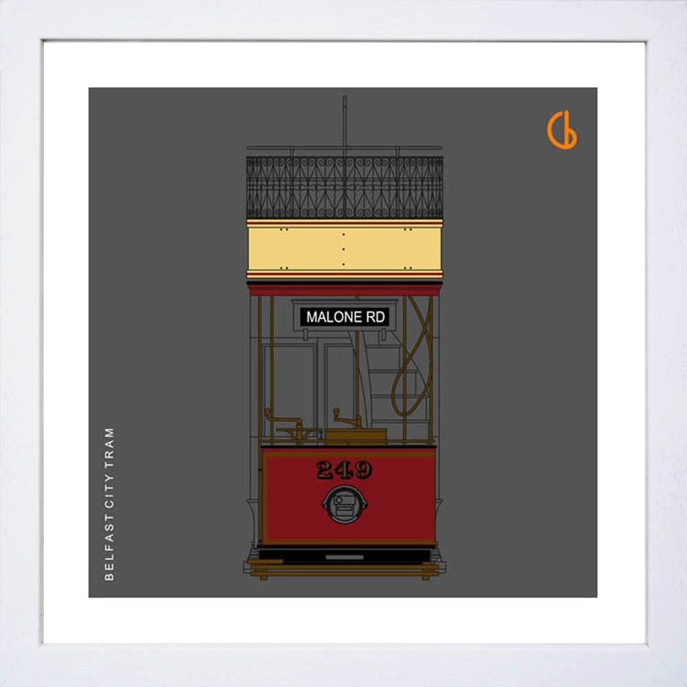 Belfast City Tram-15 x 15-Small Flat White Frame