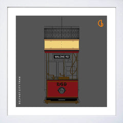Belfast City Tram-15 x 15-Small Flat White Frame