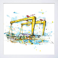 Print Open Edition Landscapes - Belfast Docks-30 x 30-White Box Frame (No Mount)