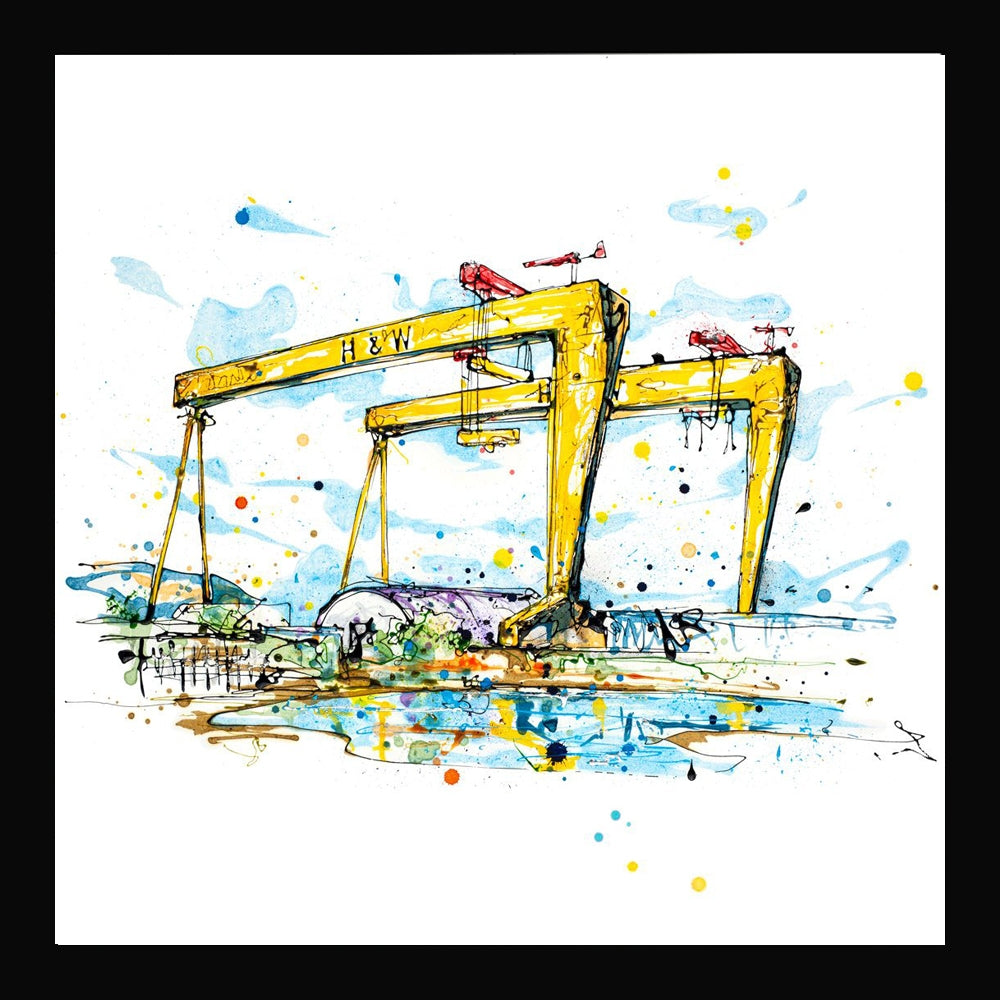 Print Open Edition Landscapes - Belfast Docks-30 x 30-Black Box Frame (No Mount)