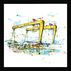 Print Open Edition Landscapes - Belfast Docks-30 x 30-Black Box Frame (No Mount)