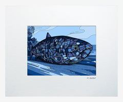 Series 1 - Belfast Fish Sculpture-16 x 11.5-Small Flat White Frame