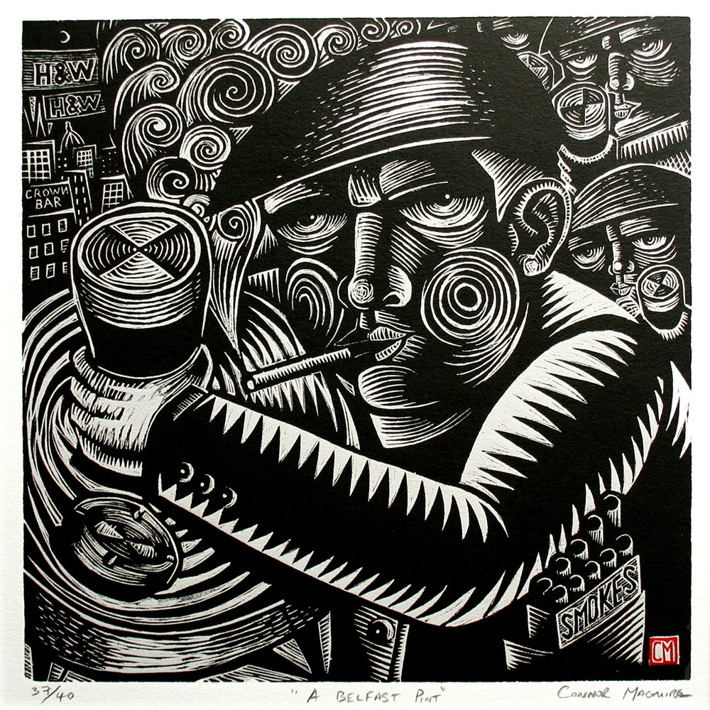 Linoprint - Belfast Pint