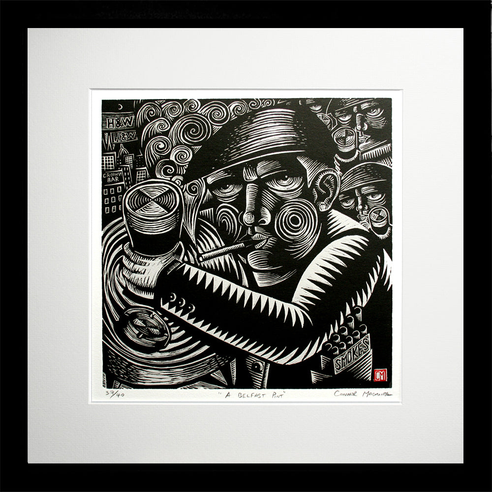 Linoprint - Belfast Pint