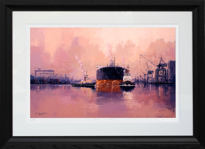 Print - Belfast Port-89 x 55-Chunky Black Frame