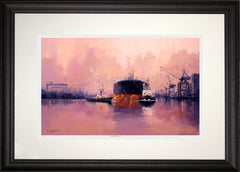 Print - Belfast Port-55.5 x 35-Flat Black Frame