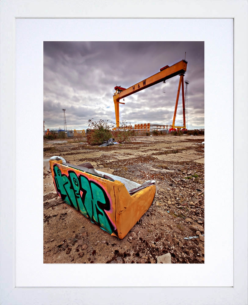 Belfast - Shipyard Graffiti Frame White