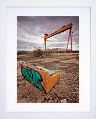 Belfast - Shipyard Graffiti Frame White