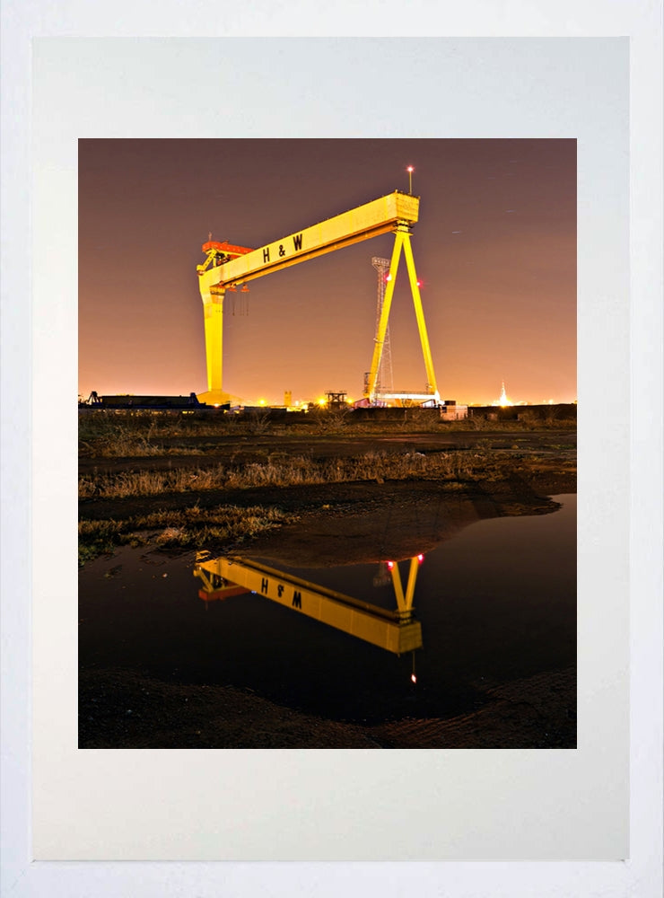 Belfast - Shipyard Lights Frame White 40 x 50
