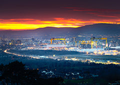 Belfast Winter Sunset With H&W Cranes