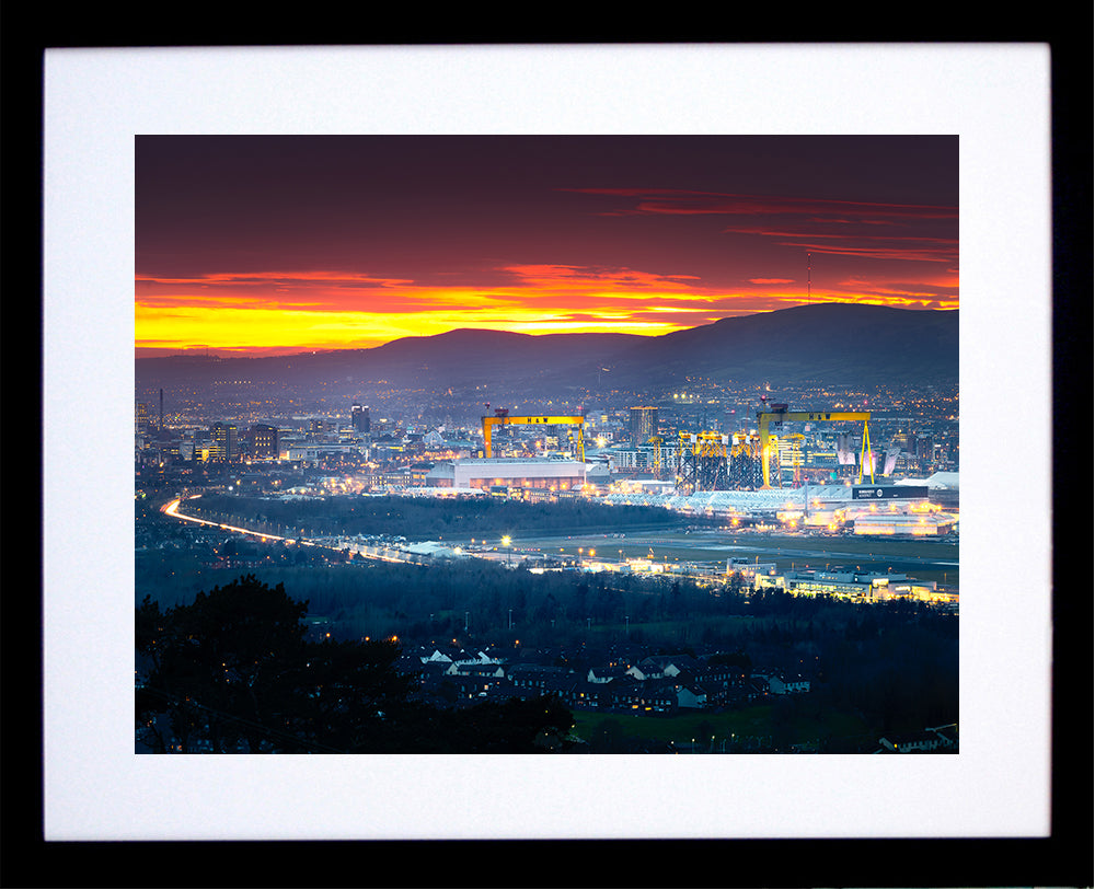 Belfast Winter Sunset With H&W Cranes
