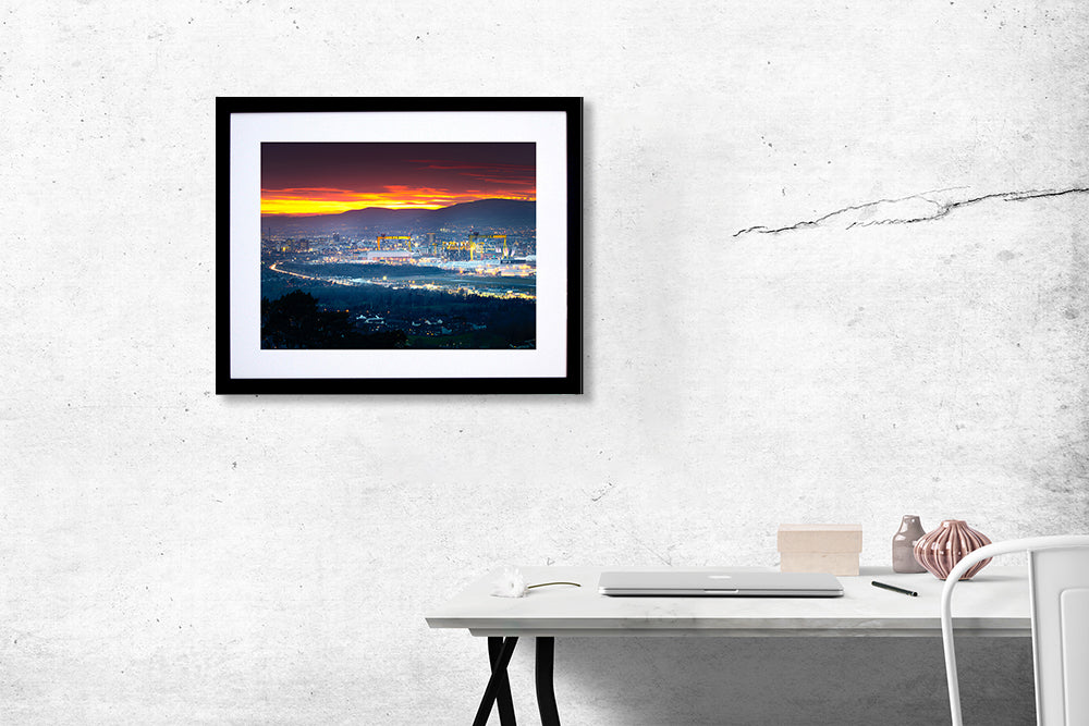 Belfast Winter Sunset With H&W Cranes