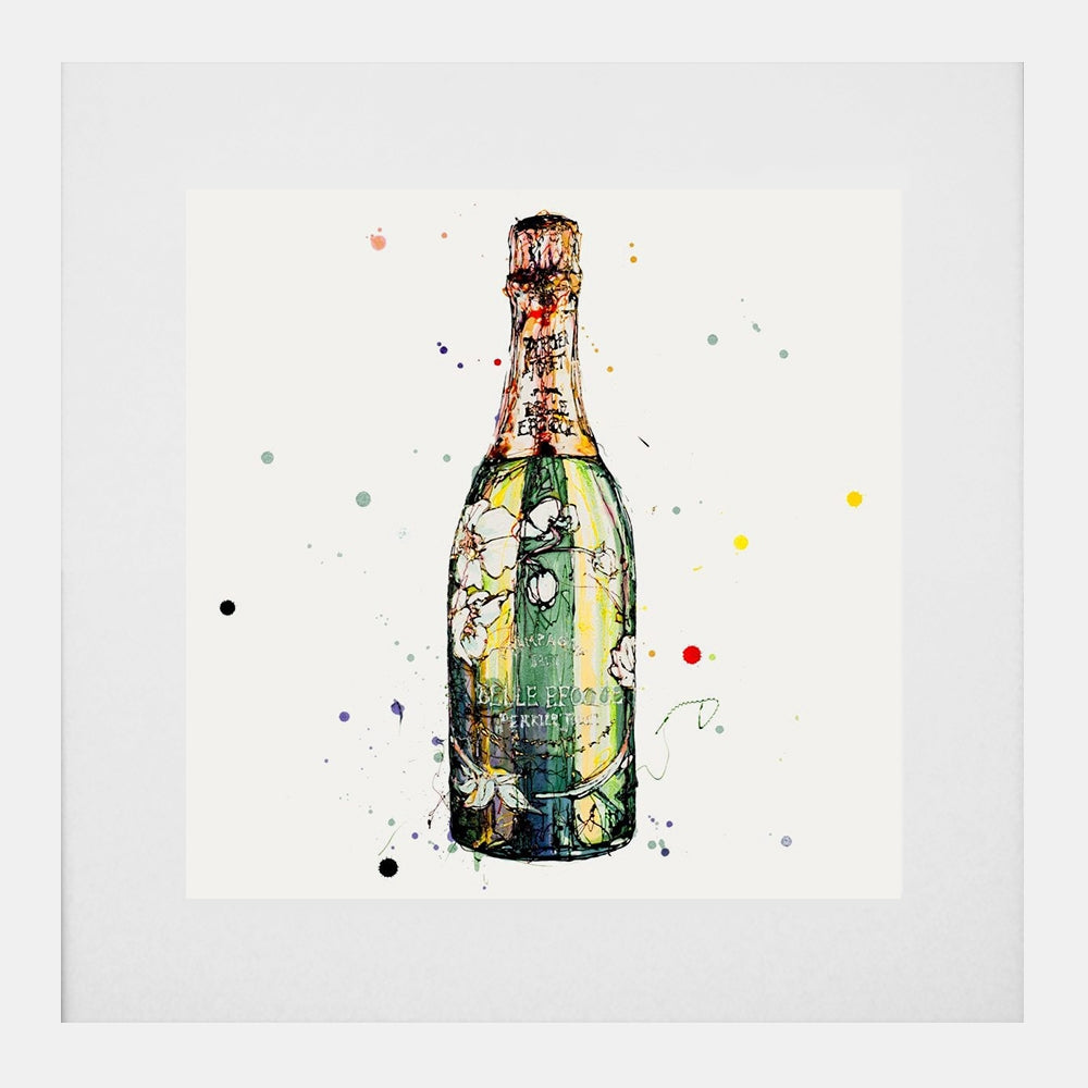 Print Open Edition Drinks - Belle Epoque II-30 x 30-White Box Frame (With Mount)