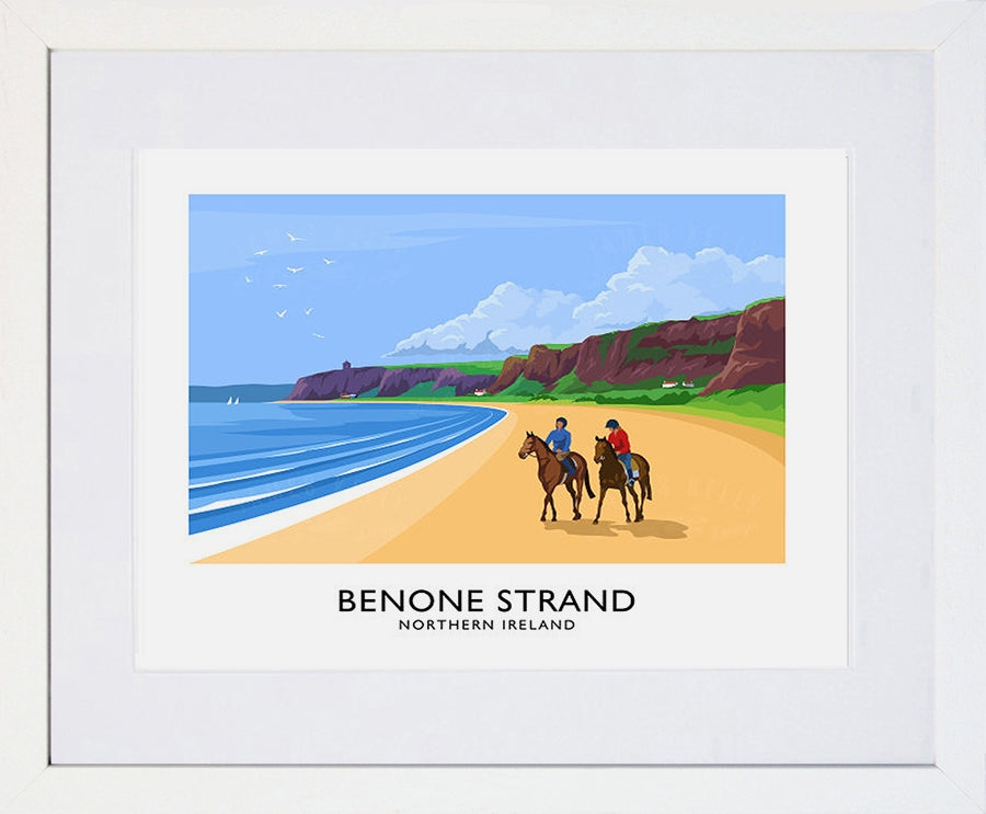 Co Derry - Benone Strand Frame White 40x30 With Mount