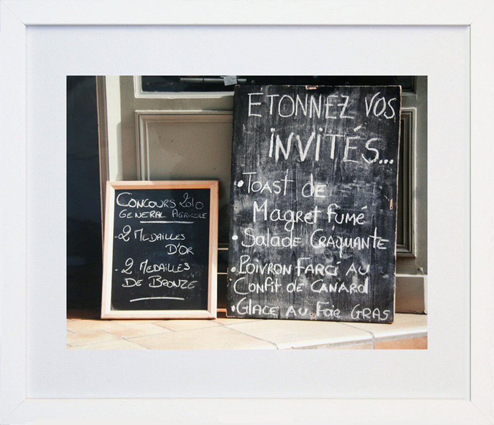 Paris In Black - Menu Board II Frame White