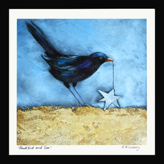 Print - Blackbird and Star - Black Box Frame (No Mount)