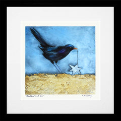 Print - Blackbird and Star - Black Box Frame (With Mount)