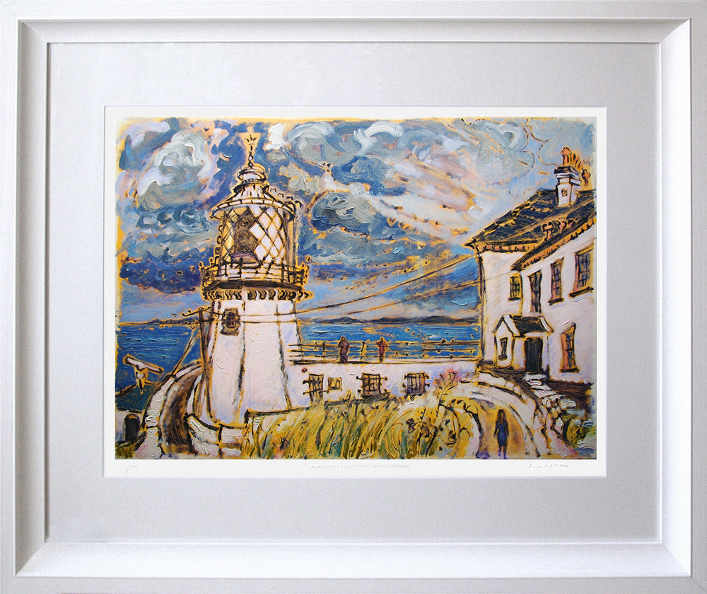 Print - Blackhead Lighthouse Co Down Chunky White Frame