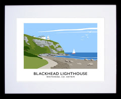 Co Antrim - Blackhead Lighthouse Frame Black 40x30 withmount